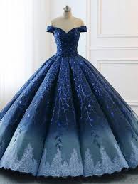 Navy Lace Applique Off Shoulder Ball Gown Princess Prom Dresses P2709 Ball Gowns Evening Dresses For Weddings Floral Evening Dresses