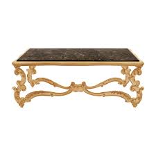 30''w 30''d 14''h shown in grey shagreen material detail iron, resin leg finish antique brass dimensions 38w 38d 16h. Baroque Style Rectangular Coffee Table Made Of Wood Firenze