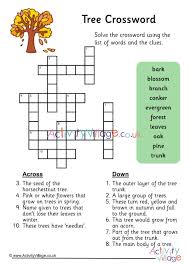A) a small plant with yellow, white or purple flowers in spring = crocus. Tree Crossword