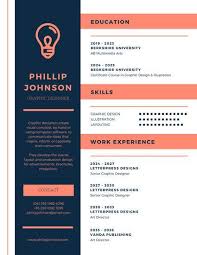 Blue And Coral Modern Resume