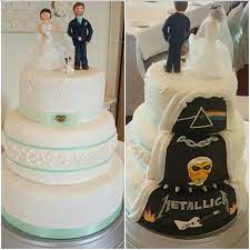 Hidden Panel Heavy Metal Cake Wedding Cake Including Custom Bride And Groom Metallica Iron M Wedding Cake Rock Music Wedding Cakes Wedding Cake Topper Acrylic