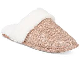 Inc International Concepts Womens Rose Gold Metallic Scuff Slippers Shoes