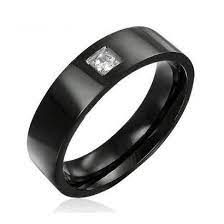 Bague Homme Fine En Acier Noir Avec Diamant Cz Zr0085 Bague Homme Bague Noire Homme Bague