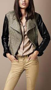Burberry Contrast Sleeve Biker Jacket Buy This Jacket Buy My Love Fashion Clothes Jackets