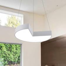 Matte White Geometric Led Hanging Pendant Light Modern Commercial Office Acrylic Ceiling Light Beautifulhalo Com