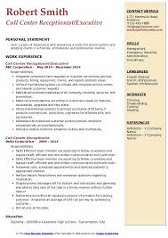call center receptionist resume samples