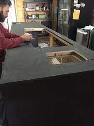 Diy Black Concrete Island Concrete Countertops Diy Concrete Countertops Black Concrete Countertops