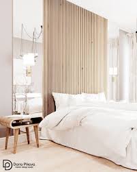 Une Tete De Lit En Tasseaux De Bois Chambre Parentale Moderne Idee Deco Chambre Parentale Chambres A Coucher Modernes