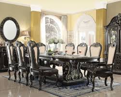 Majestic Aberdeen 112 Ebony Gold Extendable 9 Pc Dining Table Set At Discount Price Shop Form Round Dining Room Sets Formal Dining Room Sets Dining Room Sets