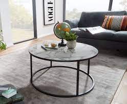 Couchtisch marmor rund , marelli tab runder couchtisch mit marmor tischplatte, design design beistelltisch marmor optik online kaufen beistelltisch weiß/silber marmor optik rund ø 44 cm ramona. Wohnling Couchtisch Rund 80x40x80 Cm Mit Marmor Optik Weiss