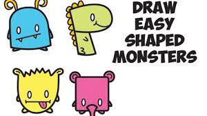 Cute monsters drawings cartoon monsters little monsters cartoon drawings animal drawings cute drawings monster drawing creature drawings cartoon coloring pages. How To Draw Cute Cartoon Monsters From Simple Shapes Letters And Numbers For Kids How To Draw Step By Step Drawing Tutorials