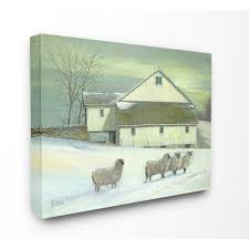 Choose from canvas or wooden wall art in natural landscape or city designs. The Stupell Home Decor Collection 30 In X 40 In Sheep In Front Of The Farmhouse Green Toned Painting By Jerry Cable Canvas Wall Art Ccp 330 Cn 30x40 The Home Depot