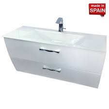 It has an undermount installation, providing a seamless appearance that adds to its elegance. Socimobel 48 Inch London Bathroom Vanity Glossy White Glass Sink