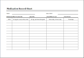 Medication Record Sheet Word Excel Templates