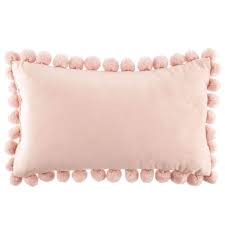 Light Pink Pillow With Pom Poms Light Pink Pillows Pink Pillows Pillows
