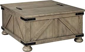 Is the perfect blend of rustic and contemporary styles. Amazon Com Signature Design By Ashley Aldwin Farmhouse Square Coffee Table With Lift Top For Storage Light Brown Home Kitchen