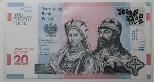 Z okazji 1050 rocznicy jednej z najważniejszych dat dla naszego kraju. Banknot 20 Zl 1050 Rocznica Chrzest Polski 2016 Rok Numimarket Pl