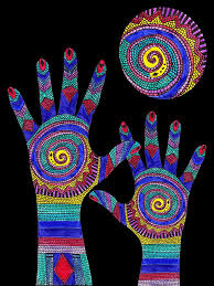 Aboriginal Hands To The Sun By Barbara St Jean Aboriginal Dot Art Aboriginal Art Aboriginal Dot Painting