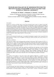 Exercise a career in health science. Pdf Revision And Evaluation Of Admission Process For Master S Degree Programme In Dietetics And Food Science At Medical University Mariusz Panczyk Beata Sinska And Jaroslawa Belowska Academia Edu