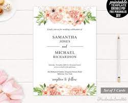Peach And Cream Wedding Invitation Wedding Invitation Wedding Invitations Printable Templates Printable Wedding Invitations Free Printable Wedding Invitations