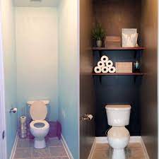 Bathroom Makeover Toilet Room Dark Colors Floating Shelves Baskets Clutter Free Black Wall In 2020 Small Toilet Room Toilet Room Decor Toilet Room