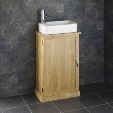 Piccolo is a functional and fashionable choice for the smallest of bathrooms. Shallow Rectangular Basin And Oak Bathroom Storage Unit With Tap And Waste Oak Bathroom Vanity Dark Oak Cabinets Rectangular Sink