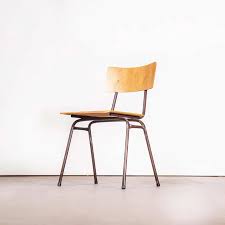 1960s Dutch Stacking Metal Frame University Dining Cafe Chairs Set Of Six Cafe Chairs Oak Laminate Chair