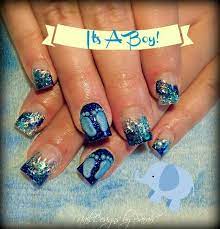 It S A Boy Baby Shower Nails Baby Shower Nails Boy Simple Nails