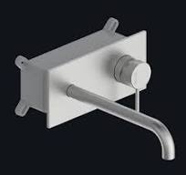 SET ESTERNO PER MISCELATORE LAVABO A PARETE, PIASTRA UNICA + BOCCA 220 MM +  LEVA ERCOS / PONSI SERIE STILOX