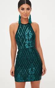 Emerald Green Sequin Front Bodycon Dress Green Sequin Dress Green Sparkly Dress Green Homecoming Dresses
