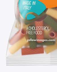 Matte Plastic Bag With Tricolor Tortiglioni Pasta Mockup In Bag Sack Mockups On Yellow Images Object Mockups