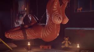 Lara Croft is tied up and then savaged by multiple tentacles while girl  masturbates