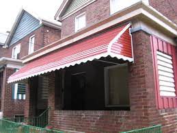 Step Down Aluminum Awning With Scalloped Edges And Aluminum Side Cover With Louvers In It Aluminum Awnings Porch Design Awning