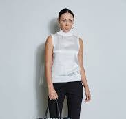elie tahari Sleeveless Satin Front Sweater SNOW Online Sale | Clothing