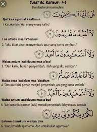 Isi kandungan surah ini menerangkan kehidupan orang quraisy serta kewajiban yang. Tuliskan Ayat Keempat Surah Al Kafirun Beserta Terjemahannya Jawab Brainly Co Id
