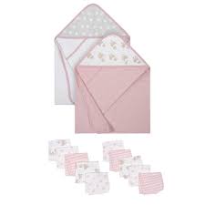 Velour at front with a printed design and terry at back. Wonder Nation Baby Girls Hooded Towel And Washcloth Set 12 Piece Walmart Com Walmart Com