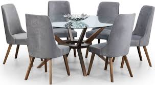Usually ships within 6 to 10 days. Julian Bowen Chelsea Walnut And Glass 140cm Round Dining Table And 6 Huxley Chairs Cfs Furniture Uk