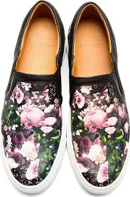 Fiesso mens red metallic floral multicolor pattern slip on loafer fun cool shoe. Givenchy Black Floral Print Slip On Shoes For Men Lyst