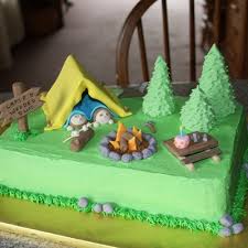Be sure to all for a little bit of the toothpick to stick out so you can easily insert into the cake. Camping Tent Cake Decorating Photos
