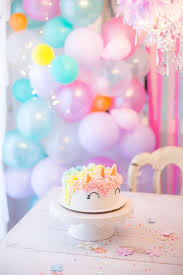 Birthday Cake And Balloons Rainbow Balloon Arch With A Magical Unicorn Cake 3 Unicorn Birthday Cake Cake Birthday Cake