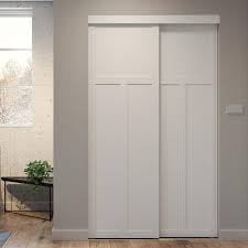 One of the benefits of having a sliding door is that they can save space, but with a hinged door, it will be possible to open both sides at the same time allowing greater access to clothes and other items. Colonial Elegance White Hardboard Mission Sliding Closet Door At Menards