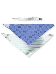 Little Me Baby Boys 2 Pack Bandana Bibs With Pacifier Holder