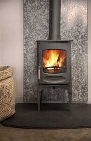 Wall Mounted Vlaze Heat Shield Basalt Voyage Cademuir Pattern Featuring Charnwood C Four And A Bodj F Wood Stove Wood Stove Heat Shield Wood Stove Fireplace