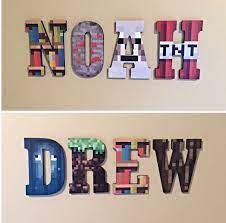 Names Made Out Of Minecraft Letters Minecraft Room Painting Minecraft Minecraft Bedroom