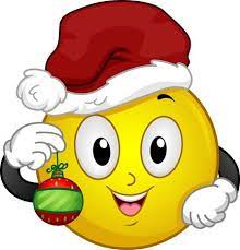Illustration Of A Smiley Wearing A Christmas Hat Holding A Christmas Ball Smiley Emoji Christmas Emoji Images