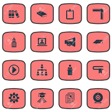 Illustration Set Of Simple Speaker Icons Elements Book List