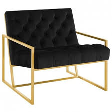 Black Tufted Velvet Square Box Gold Frame Arm Chair Velvet Accent Chair Luxury Chairs Accent Chairs