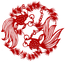ゆの美 無料素材 中国剪紙の部屋 金魚 中国の芸術 ペーパーアート 剪紙