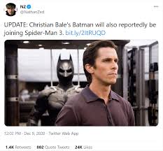 Christian bale has a number of quotes about batman which you can read on the author's page. Christian Bale Batman In 3 Spider Man Know Your Meme
