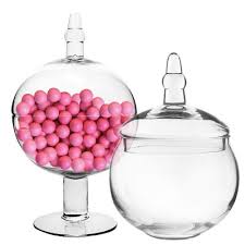 Set Of 2 Glass Apothecary Storage Jar Candy Buffet Container Glass Vases Depot